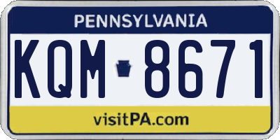 PA license plate KQM8671