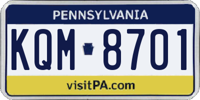 PA license plate KQM8701