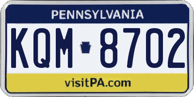 PA license plate KQM8702