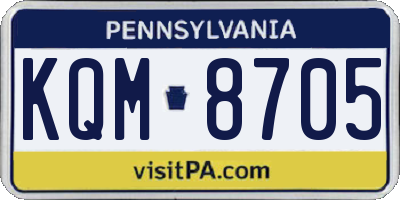 PA license plate KQM8705