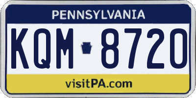 PA license plate KQM8720