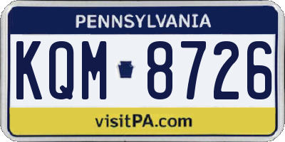 PA license plate KQM8726