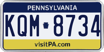 PA license plate KQM8734