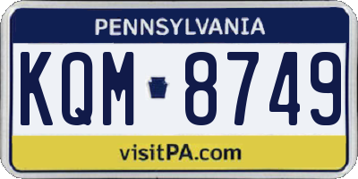PA license plate KQM8749