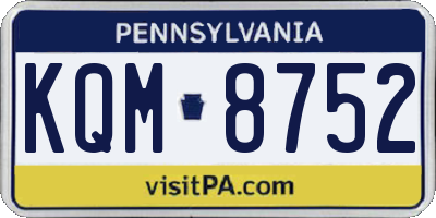 PA license plate KQM8752