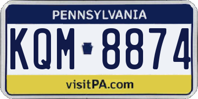 PA license plate KQM8874