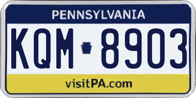 PA license plate KQM8903