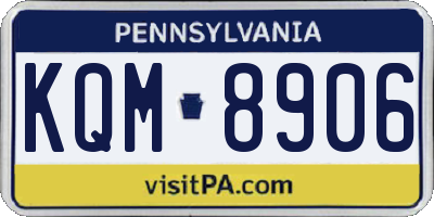 PA license plate KQM8906