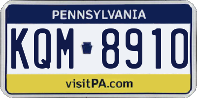 PA license plate KQM8910