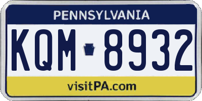 PA license plate KQM8932
