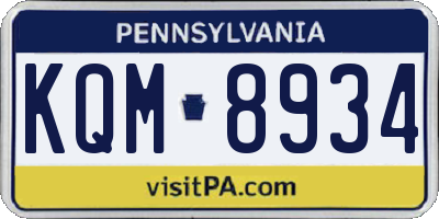 PA license plate KQM8934