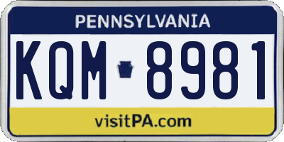 PA license plate KQM8981