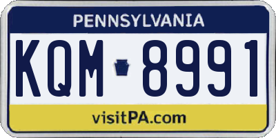 PA license plate KQM8991