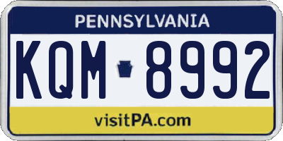 PA license plate KQM8992