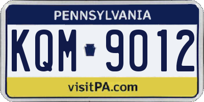 PA license plate KQM9012