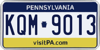 PA license plate KQM9013