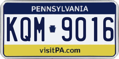 PA license plate KQM9016