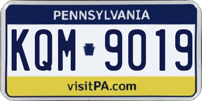 PA license plate KQM9019
