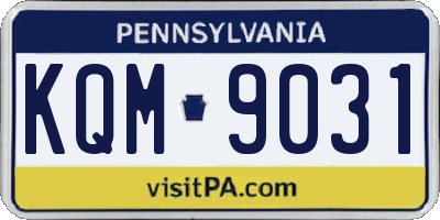 PA license plate KQM9031
