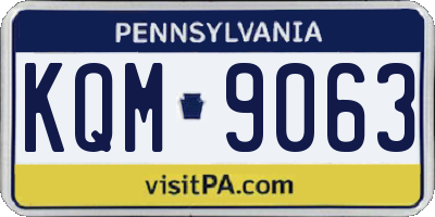 PA license plate KQM9063
