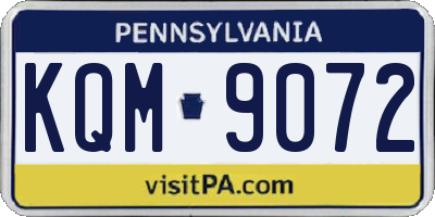 PA license plate KQM9072