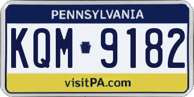 PA license plate KQM9182