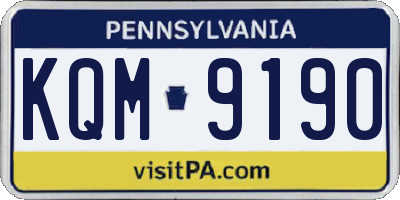 PA license plate KQM9190