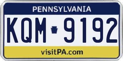 PA license plate KQM9192