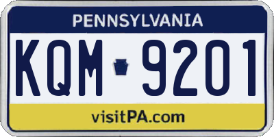 PA license plate KQM9201