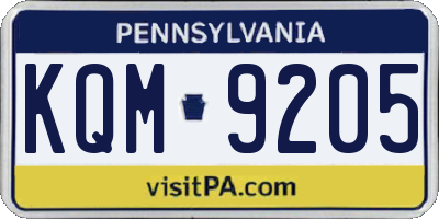 PA license plate KQM9205