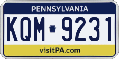 PA license plate KQM9231