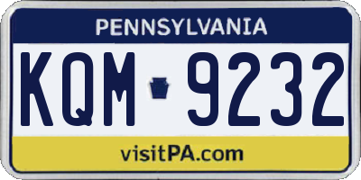 PA license plate KQM9232