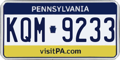 PA license plate KQM9233