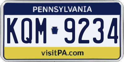 PA license plate KQM9234