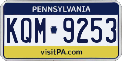 PA license plate KQM9253