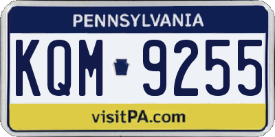 PA license plate KQM9255