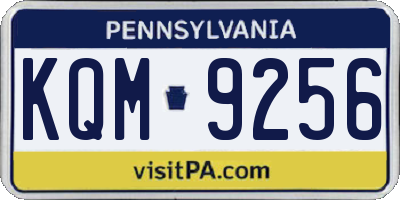 PA license plate KQM9256