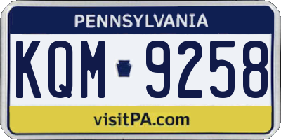 PA license plate KQM9258