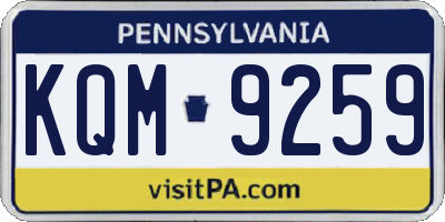 PA license plate KQM9259
