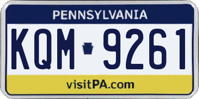 PA license plate KQM9261