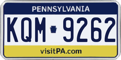 PA license plate KQM9262