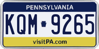 PA license plate KQM9265