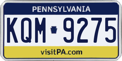 PA license plate KQM9275