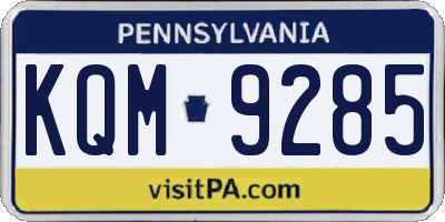 PA license plate KQM9285