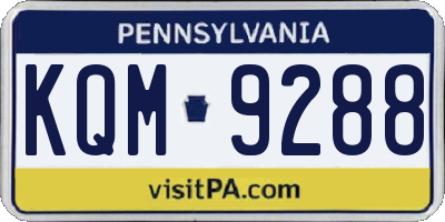 PA license plate KQM9288