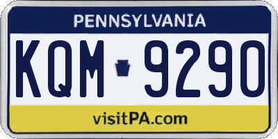 PA license plate KQM9290