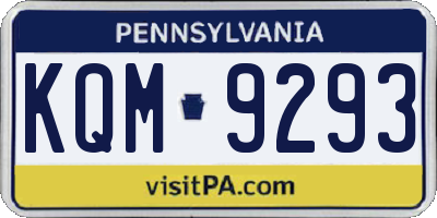 PA license plate KQM9293