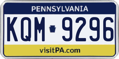PA license plate KQM9296
