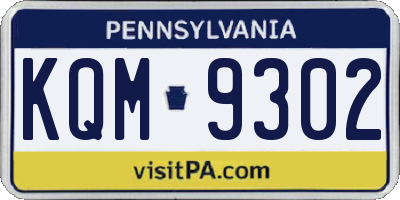 PA license plate KQM9302