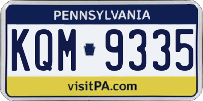 PA license plate KQM9335